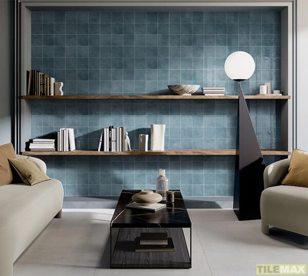 Krema Blue Gloss Lounge Tiled Wall