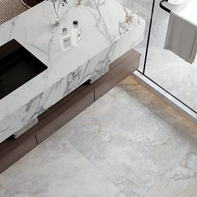 Lucca Stone Matt Bathroom Floor Close Up